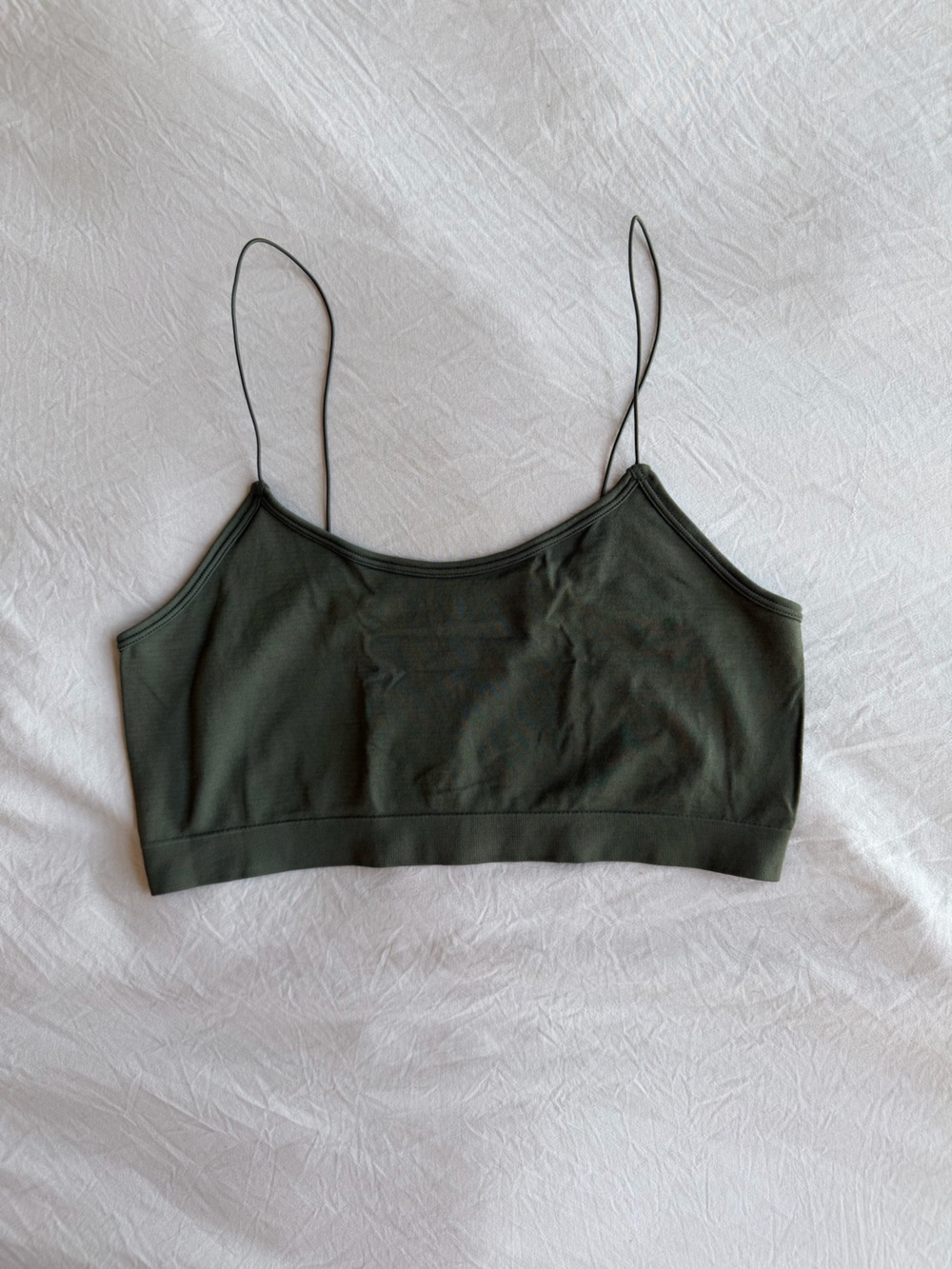 Garage Olive Green Slim-Strap Bralette